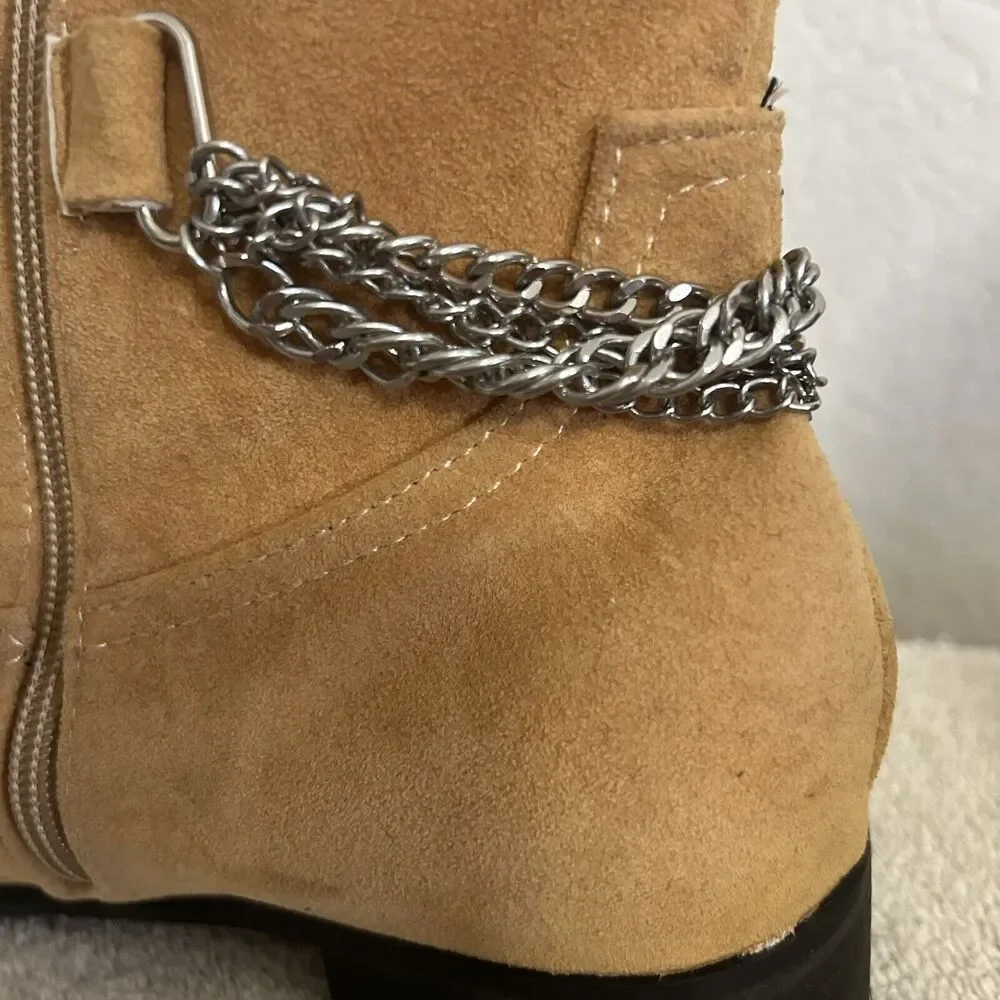 Black and Street Handmade Men's 44 US 10 Wedge Leather Silver Chain Tassel Boots